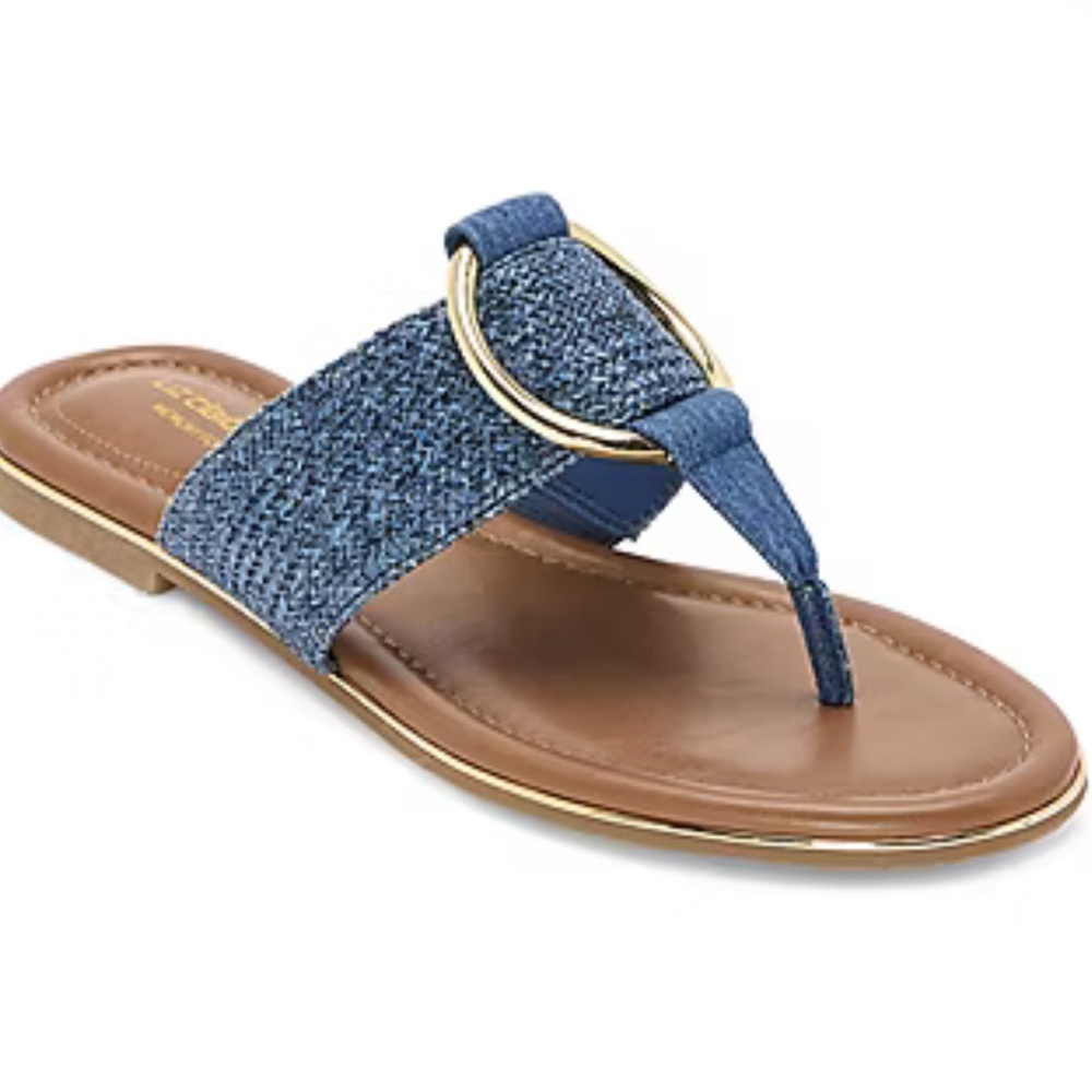 NIB Women's Size 9.5 M  Liz Claiborne Denim Camplin Memory Foam Sandals